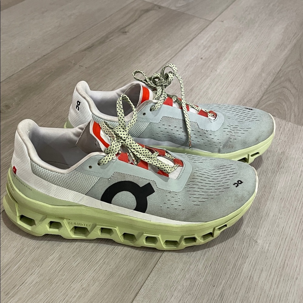 On Cloudnova Running Sneakers in Light Grey & Neon Yellow